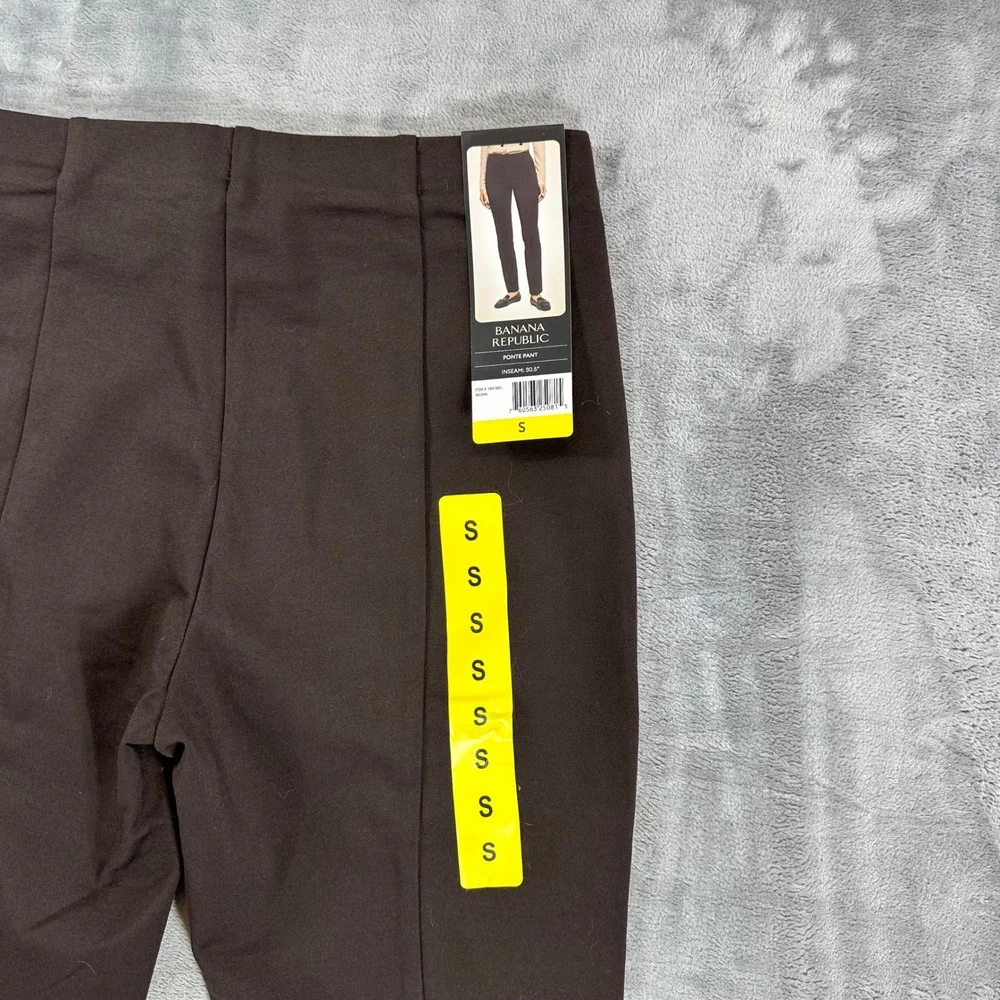 New Banana Republic Ponte Pants Womens Size S Brown Pintuck Slim Leg Pants